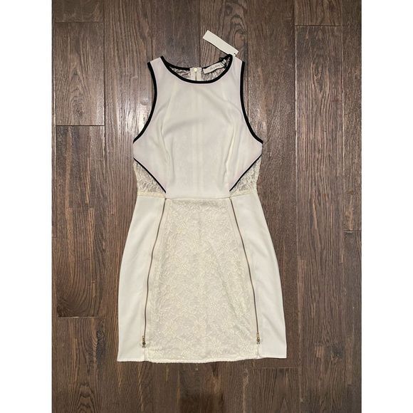 Luster Lace Bodycon Zipper Mini Dress - Picture 1 of 8